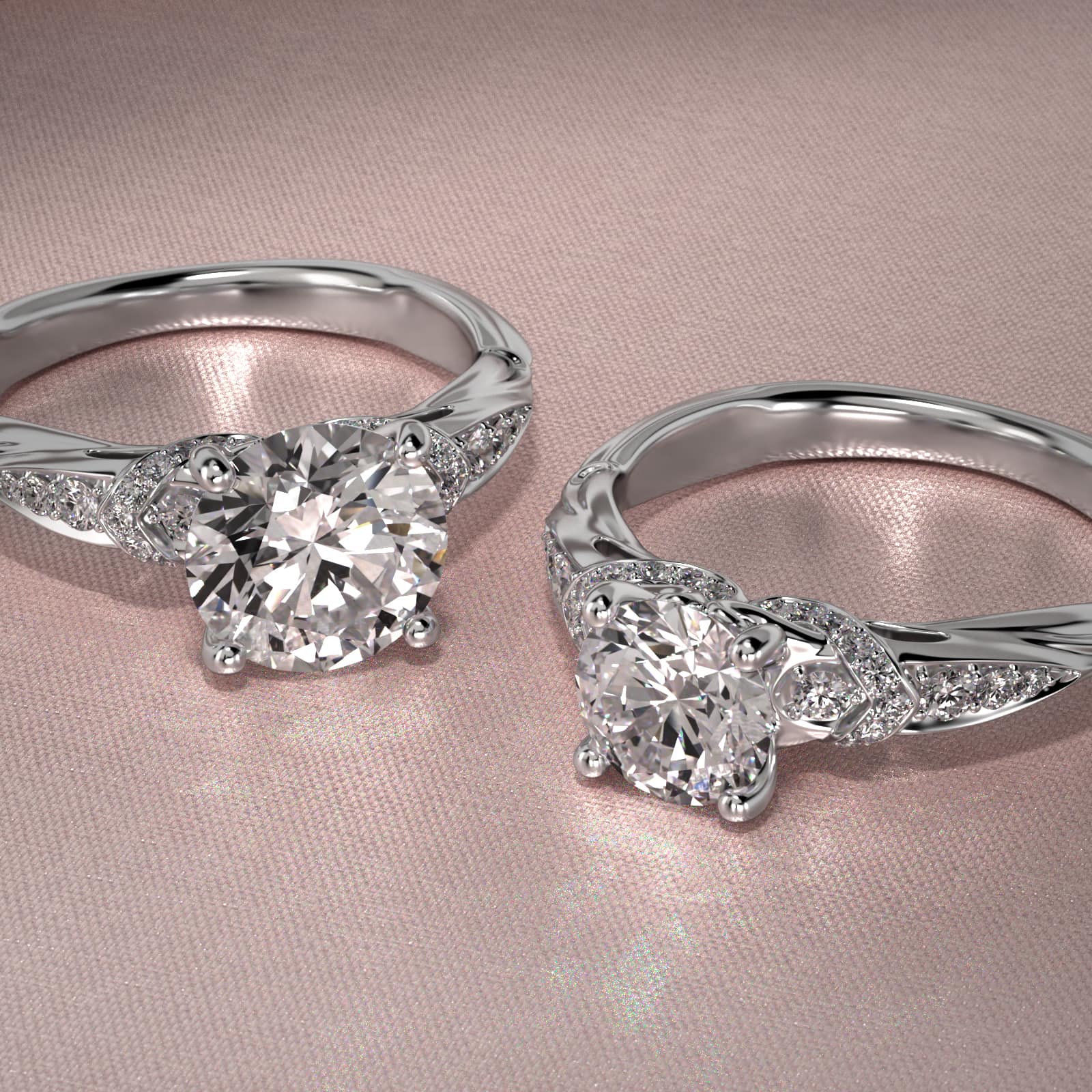 Graduated Pavé Diamond Engagement Ring In Platinum
