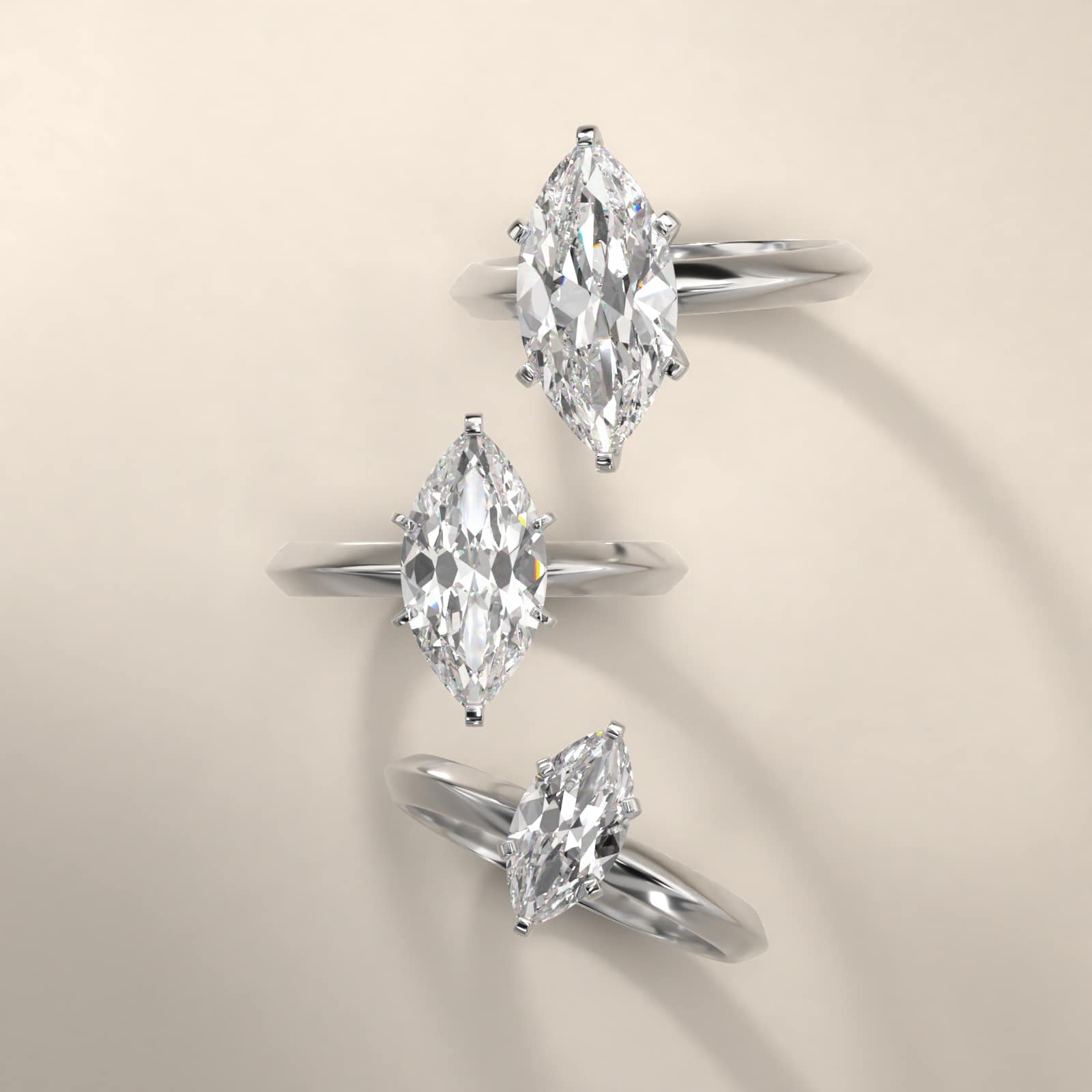 Knife Edge Six Prong Solitaire Engagement Ring In 14K White Gold