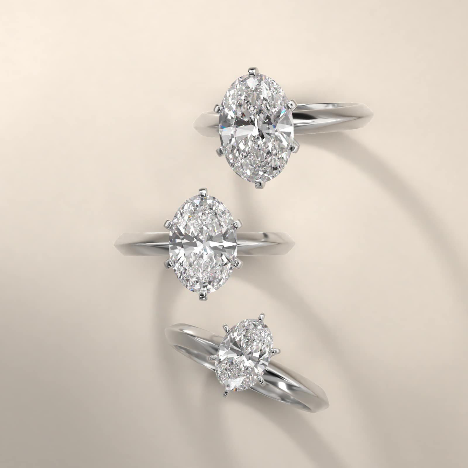 Knife Edge Six Prong Solitaire Engagement Ring In 14K White Gold