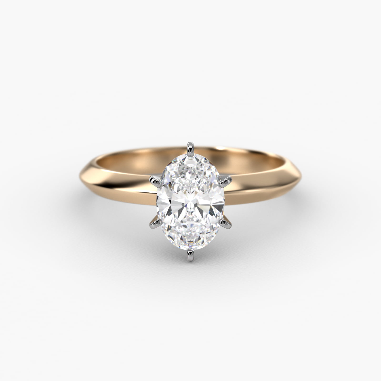 Knife Edge Six Prong Solitaire Engagement Ring In 14K Yellow Gold
