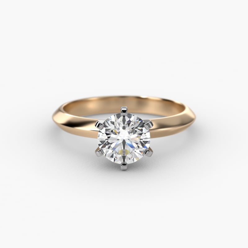 Knife Edge Six Prong Solitaire Engagement Ring In 14K Yellow Gold