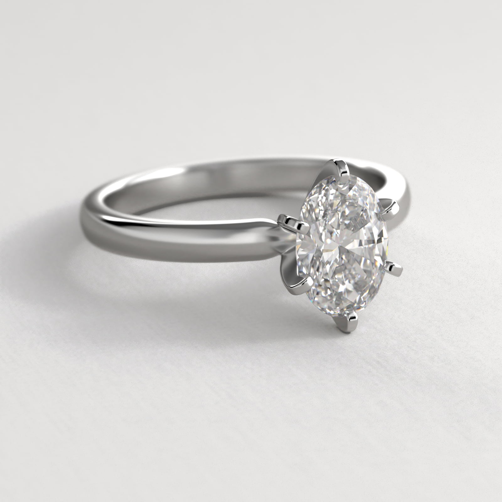 Comfort Fit Six Prong Solitaire Engagement Ring In 14K White Gold