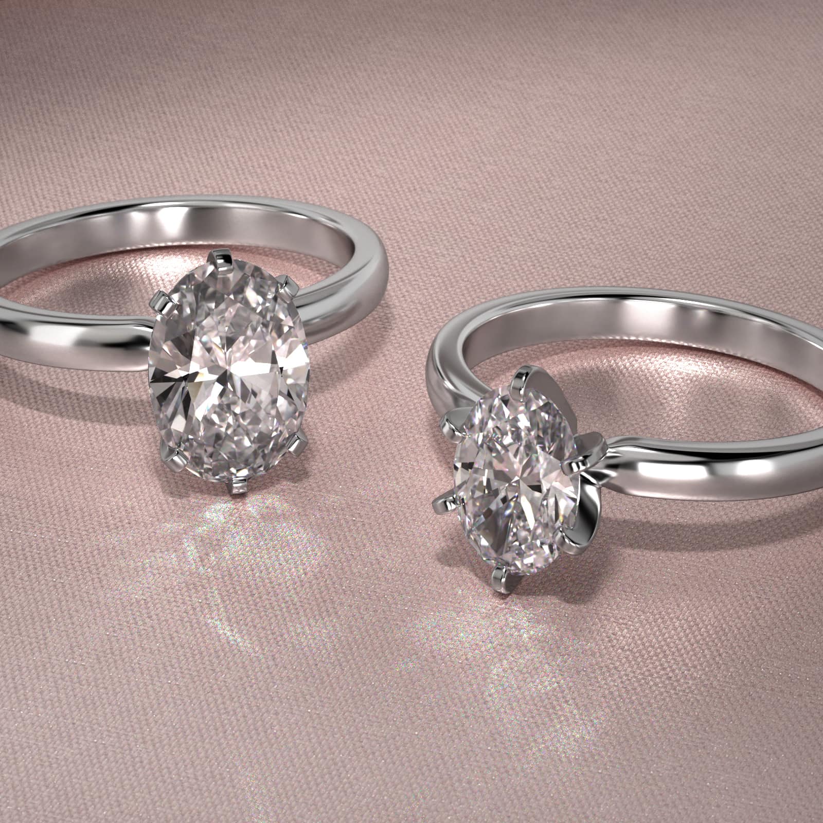 Comfort Fit Six Prong Solitaire Engagement Ring In 14K White Gold