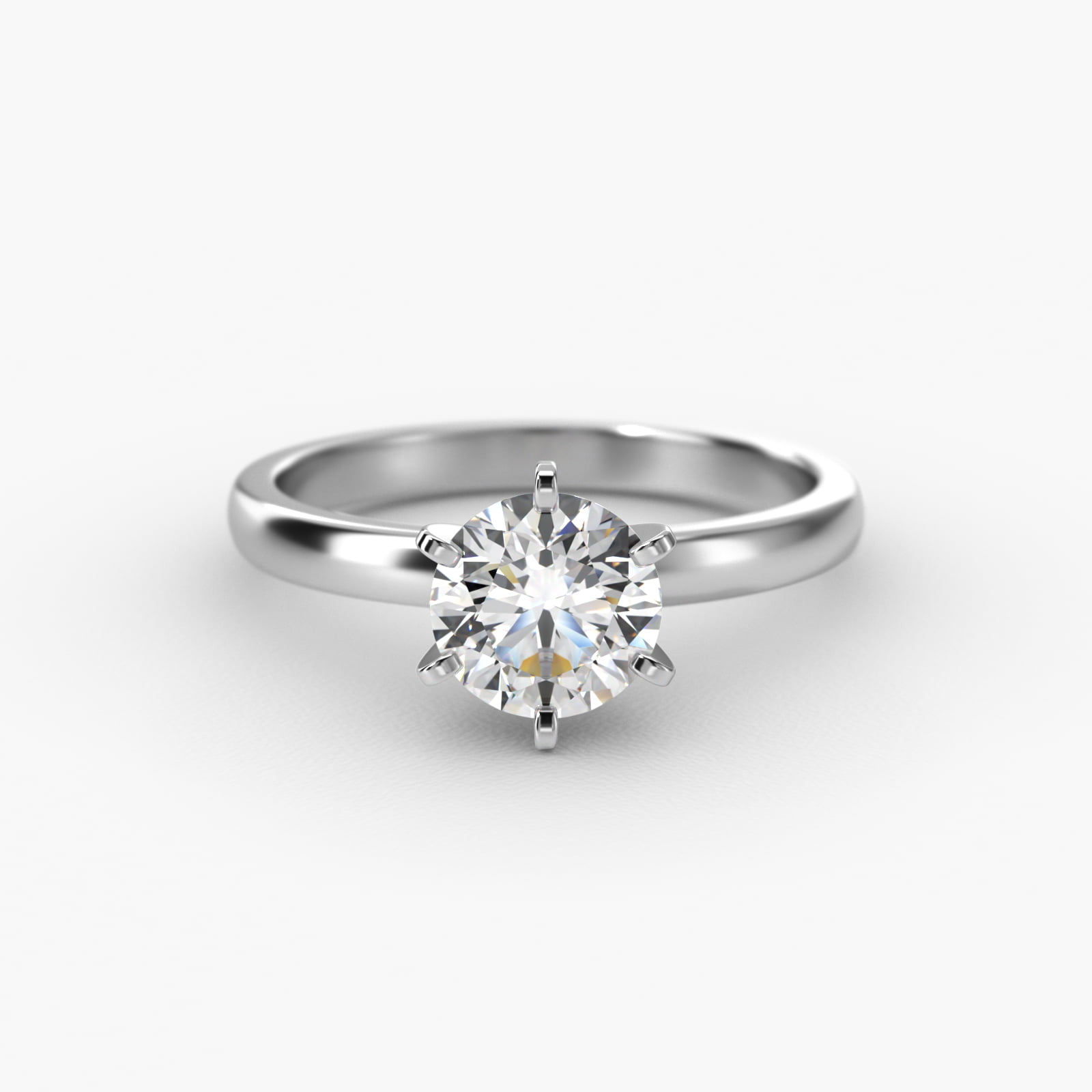 Comfort Fit Six Prong Solitaire Engagement Ring In Platinum