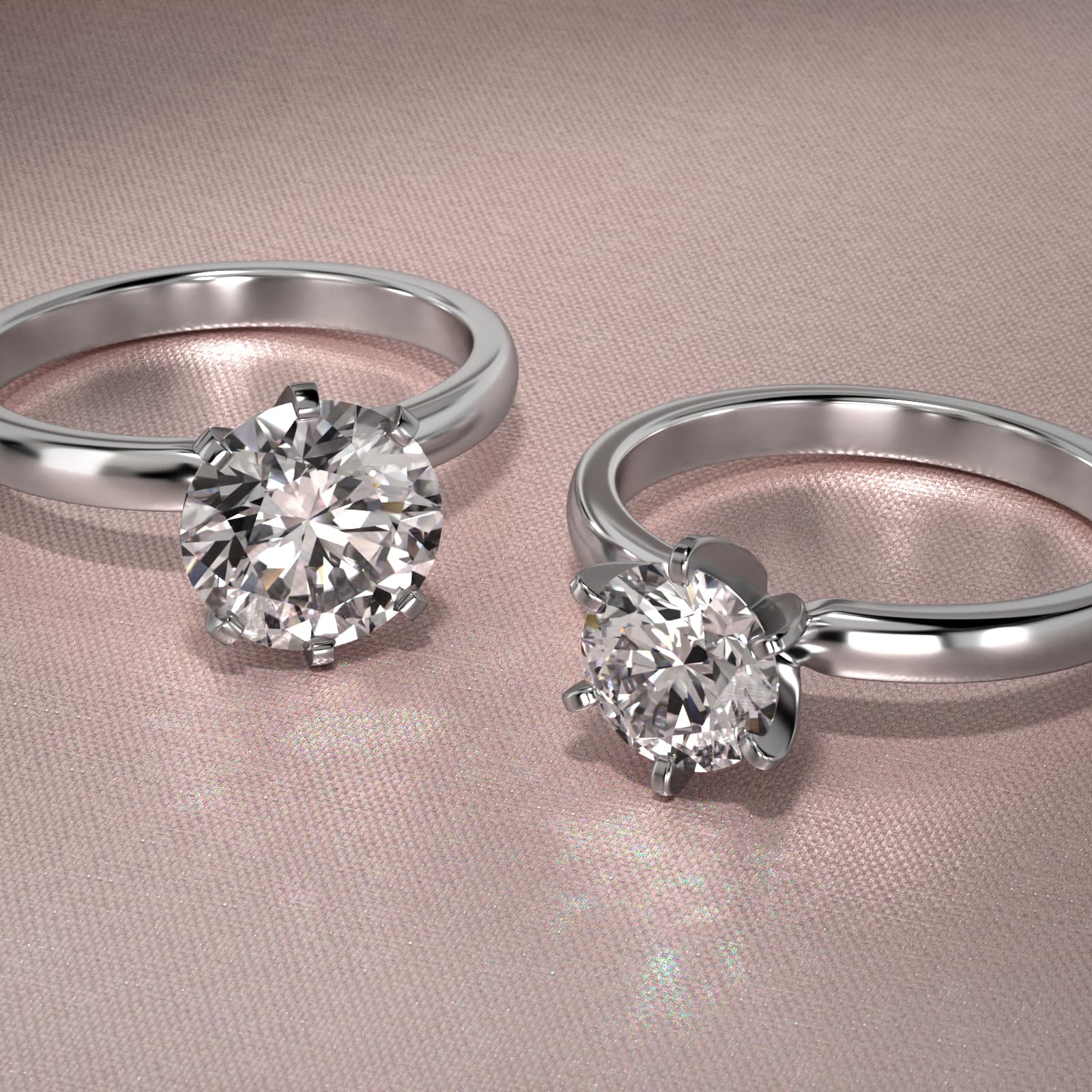 Comfort Fit Six Prong Solitaire Engagement Ring In 14K White Gold