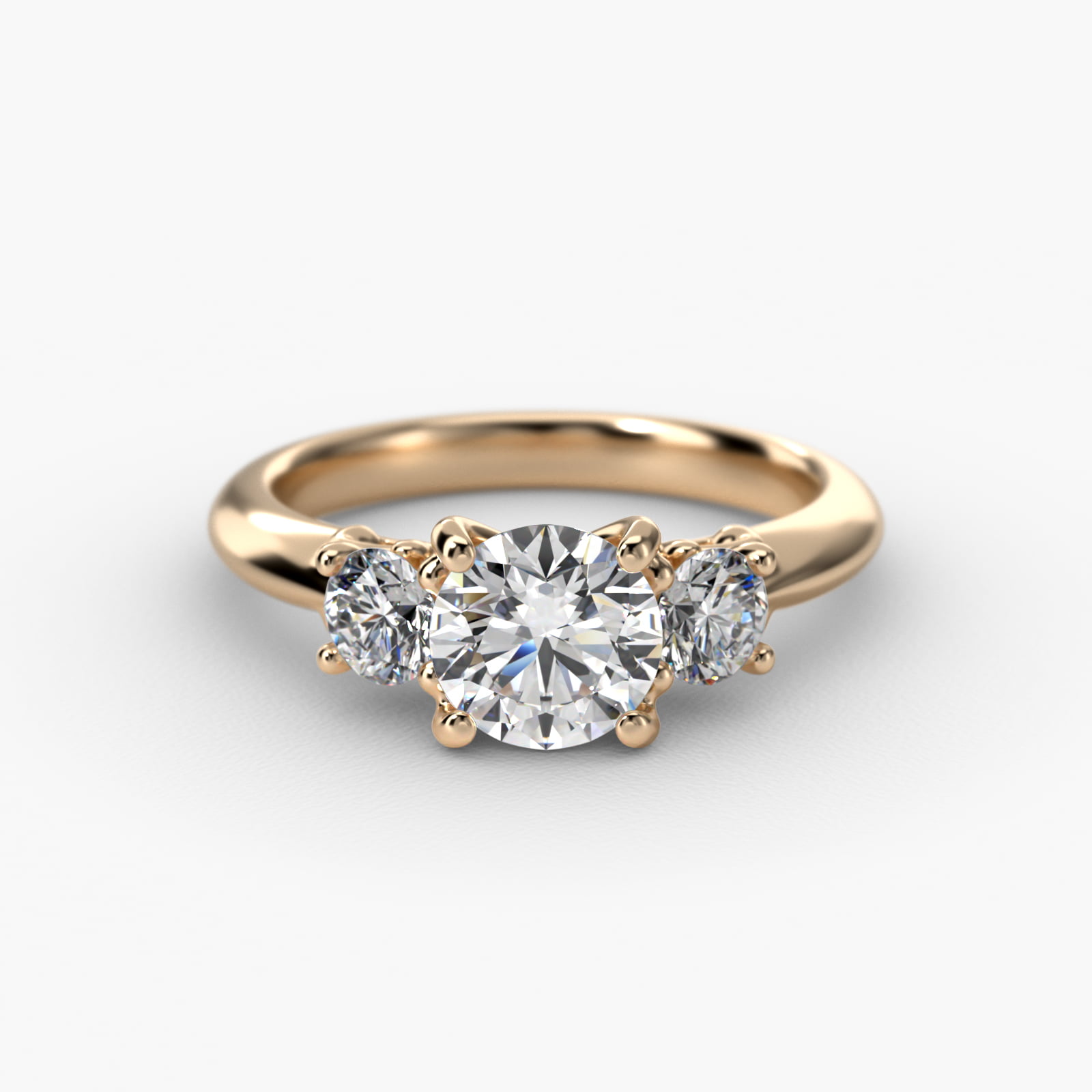 Diamond Three Stone Engagement Ring With Scroll Undergallery In 14K Yellow Gold