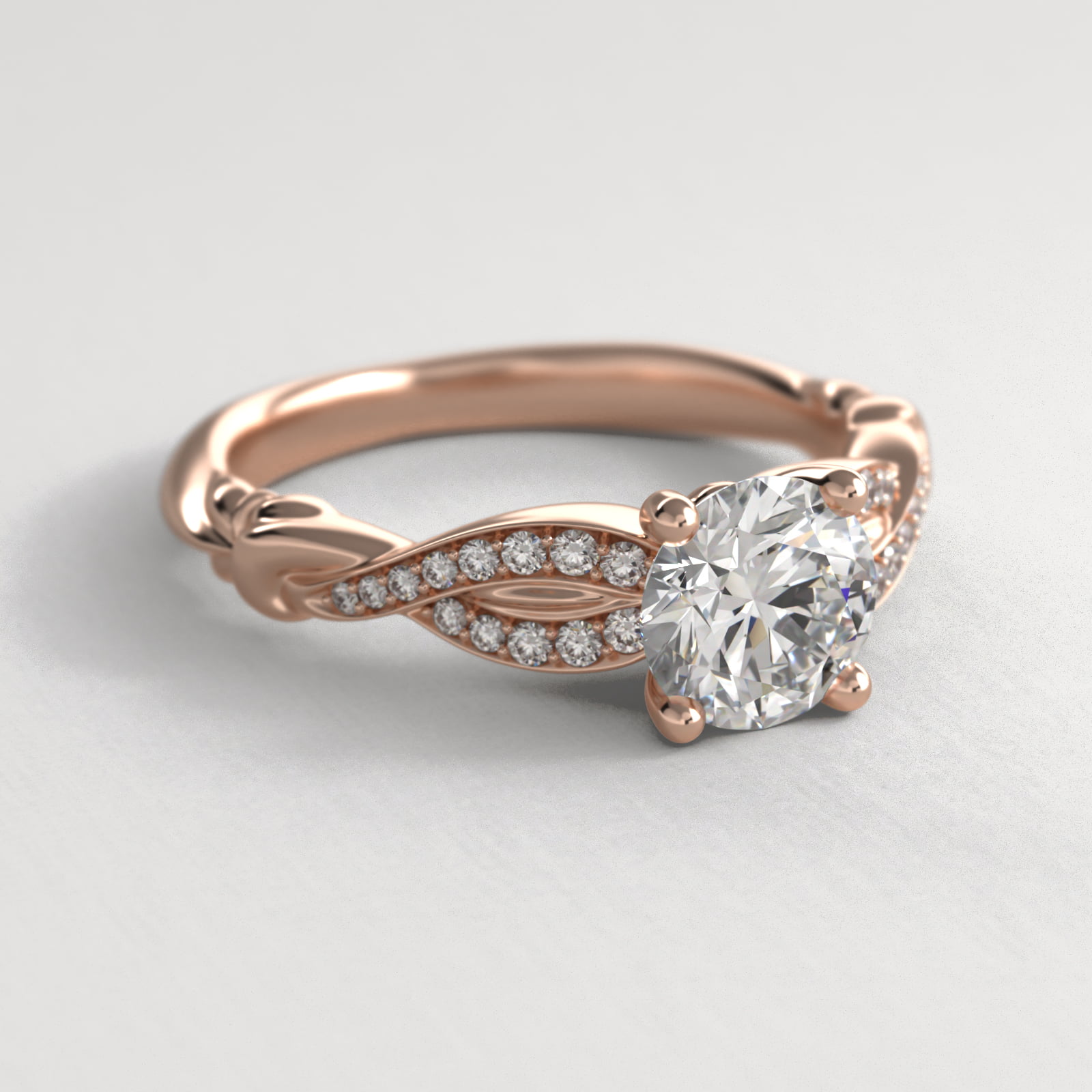 Pavé Crossover Diamond Engagement Ring In 14K Rose Gold
