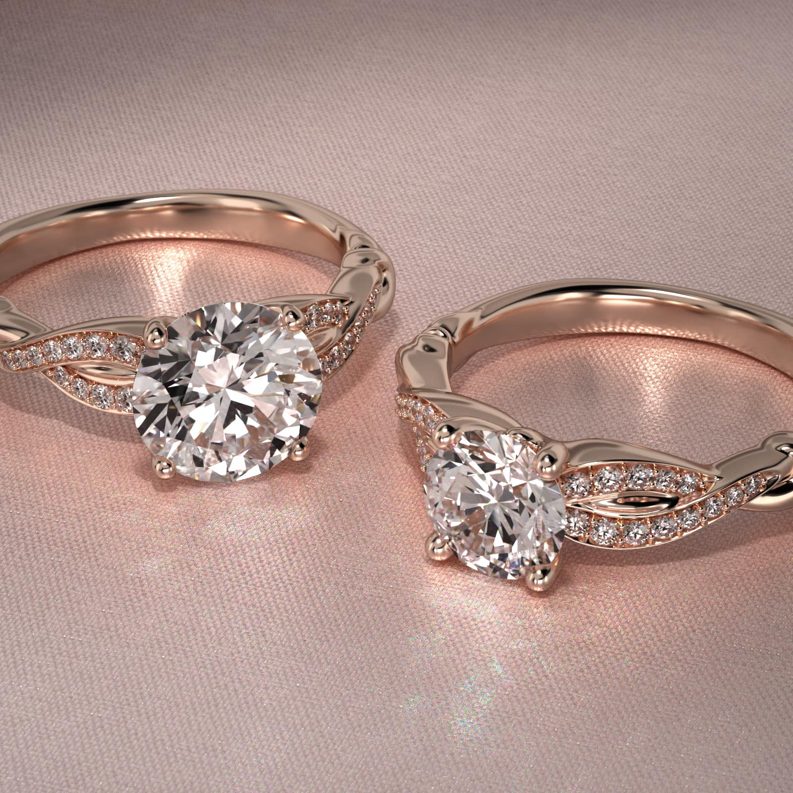 Pavé Crossover Diamond Engagement Ring In 14K Rose Gold