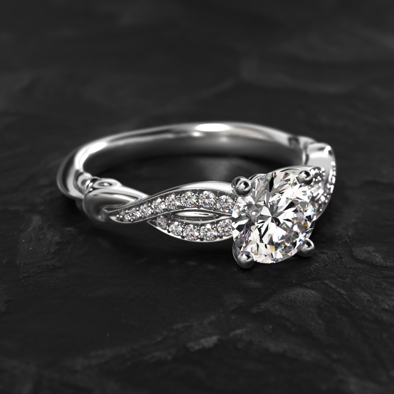 Pavé Crossover Diamond Engagement Ring In Platinum
