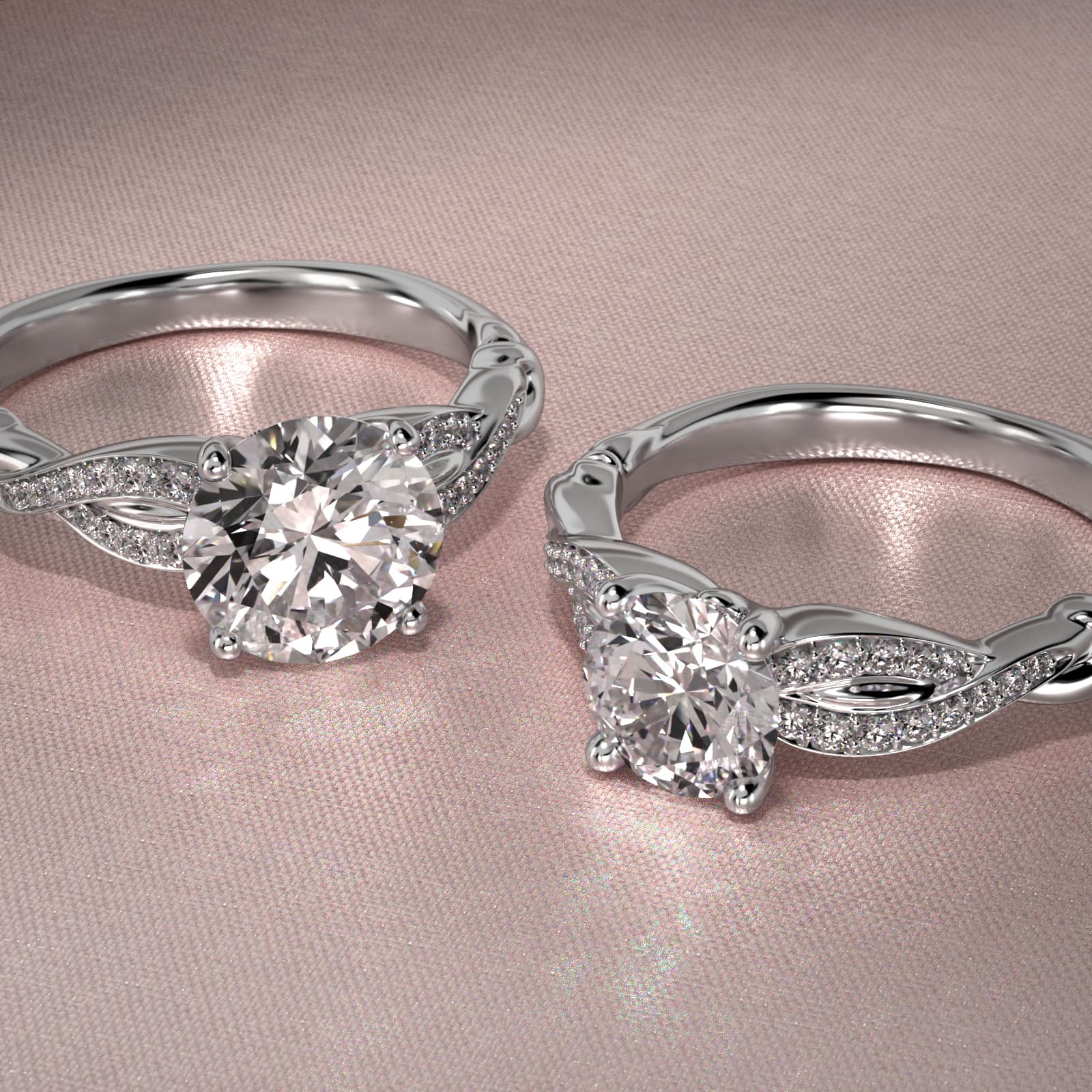 Pavé Crossover Diamond Engagement Ring In 14K White Gold