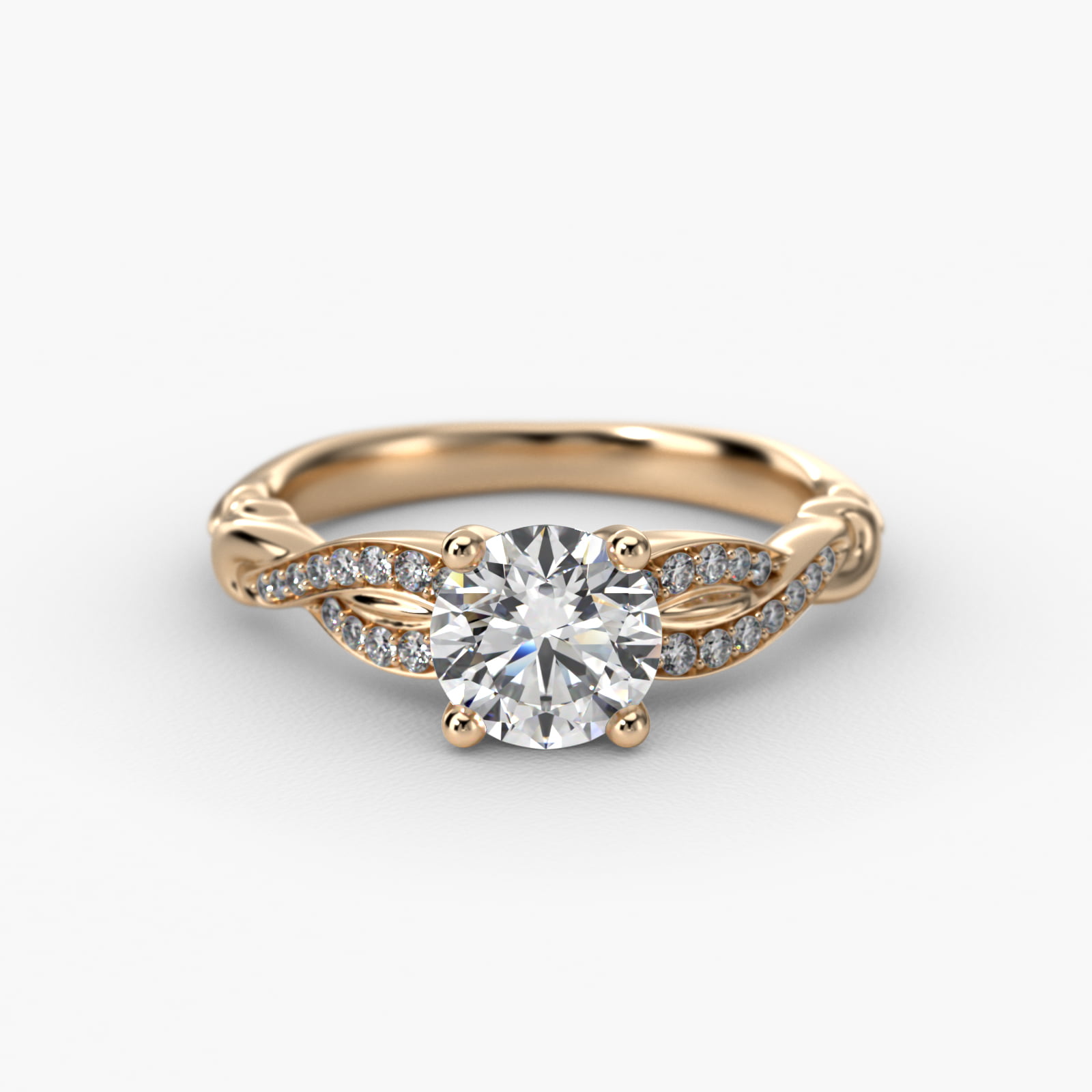 Pavé Crossover Diamond Engagement Ring In 18K Yellow Gold