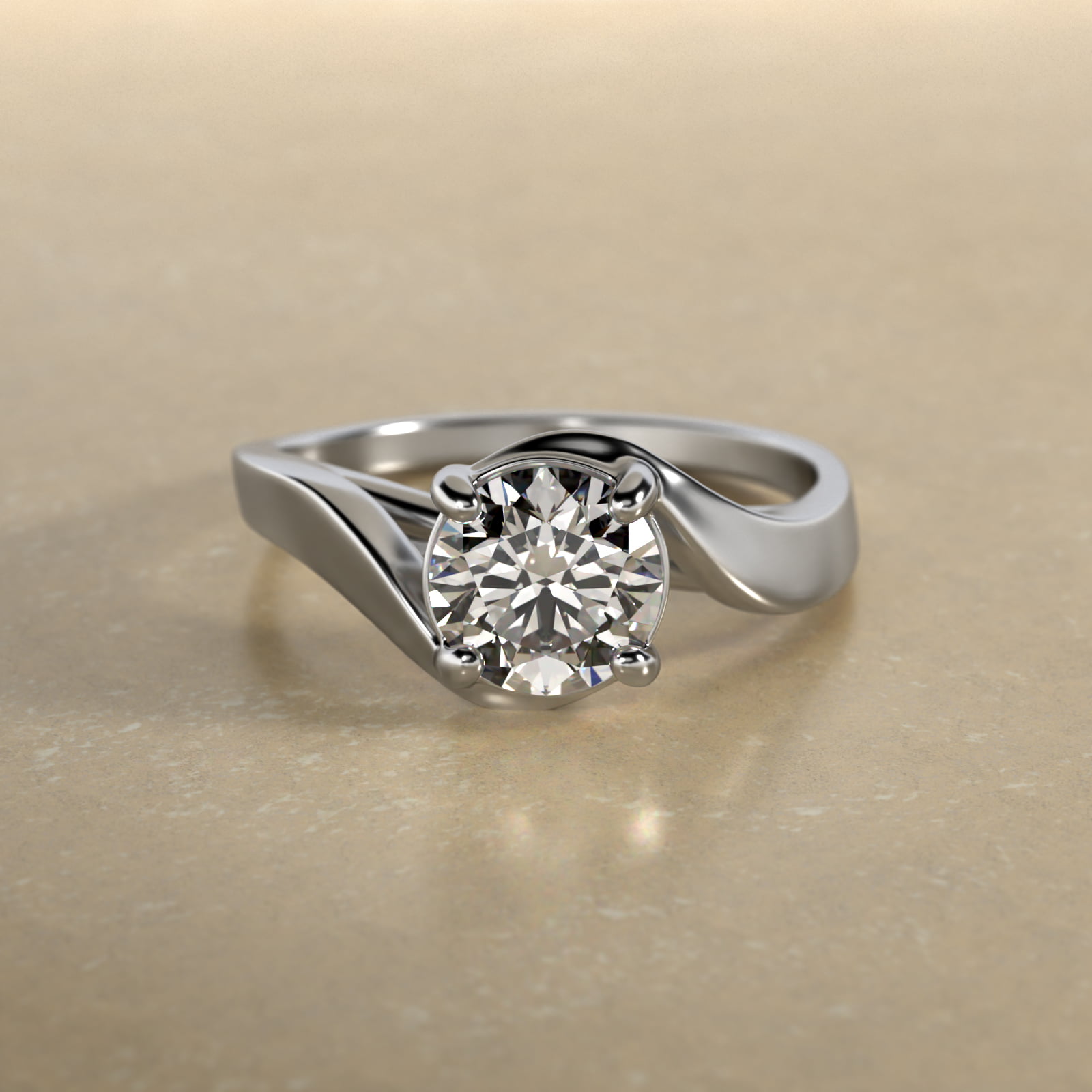 Bypass Solitaire Engagement Ring In Platinum