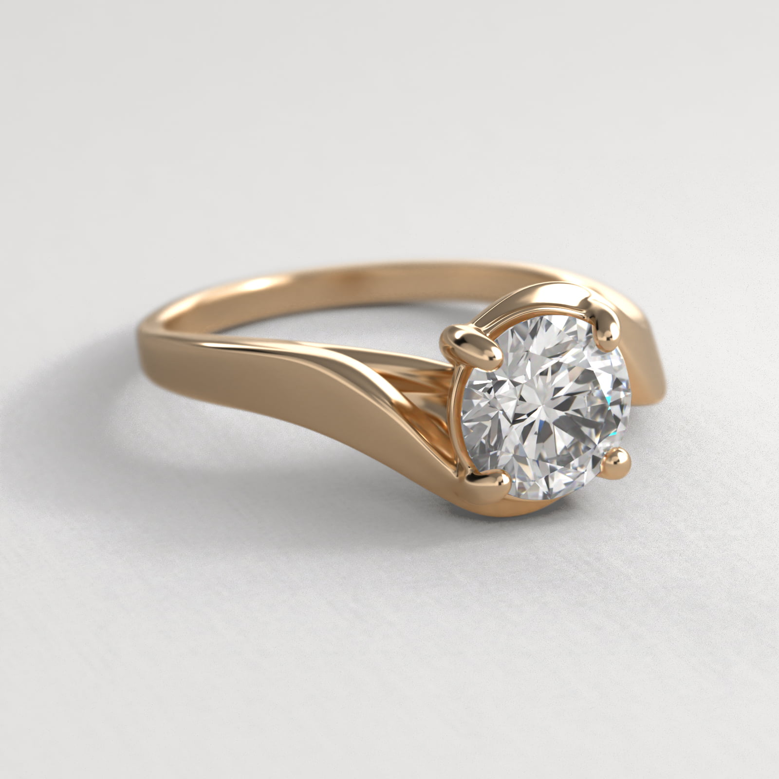 Bypass Solitaire Engagement Ring In 18K Yellow Gold