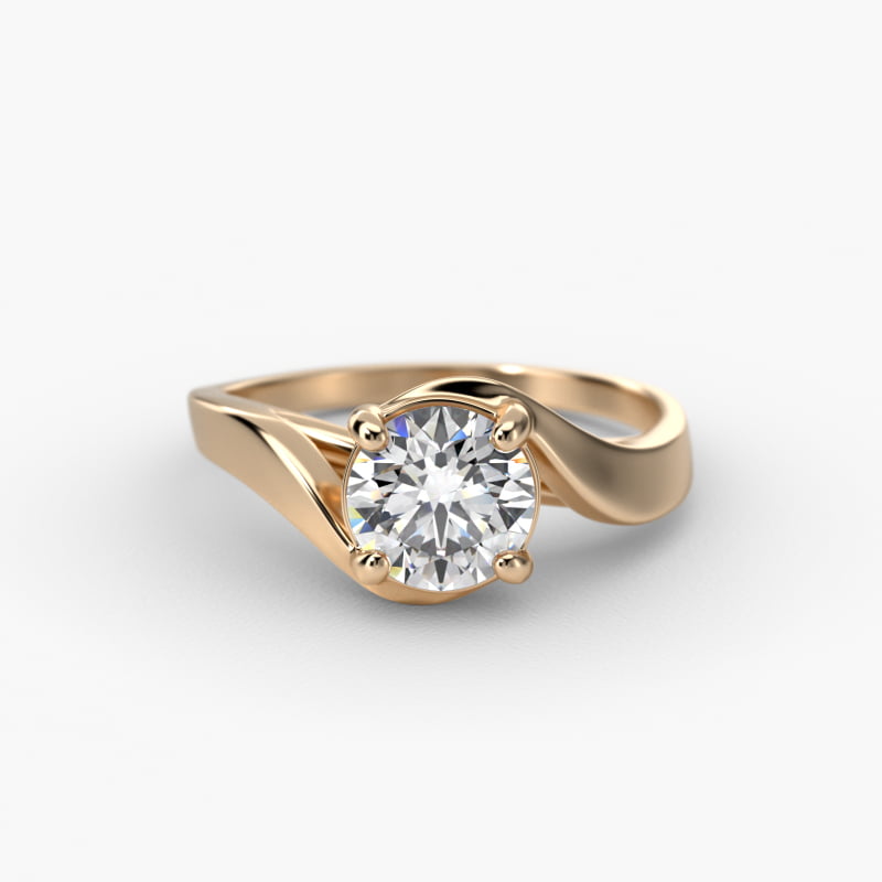 Bypass Solitaire Engagement Ring In 14K Yellow Gold