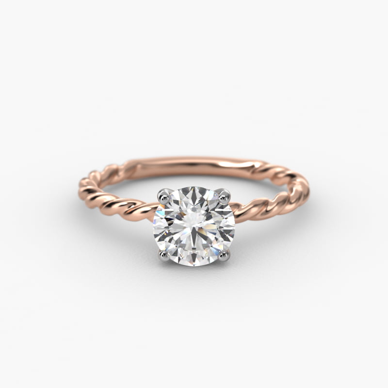 Cable Solitaire Engagement Ring In 14K Rose Gold