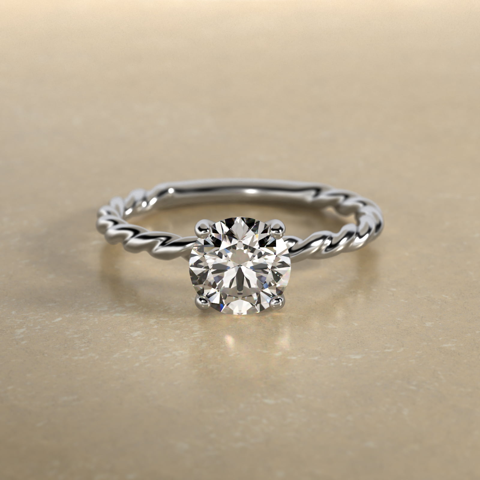 Cable Solitaire Engagement Ring In Platinum