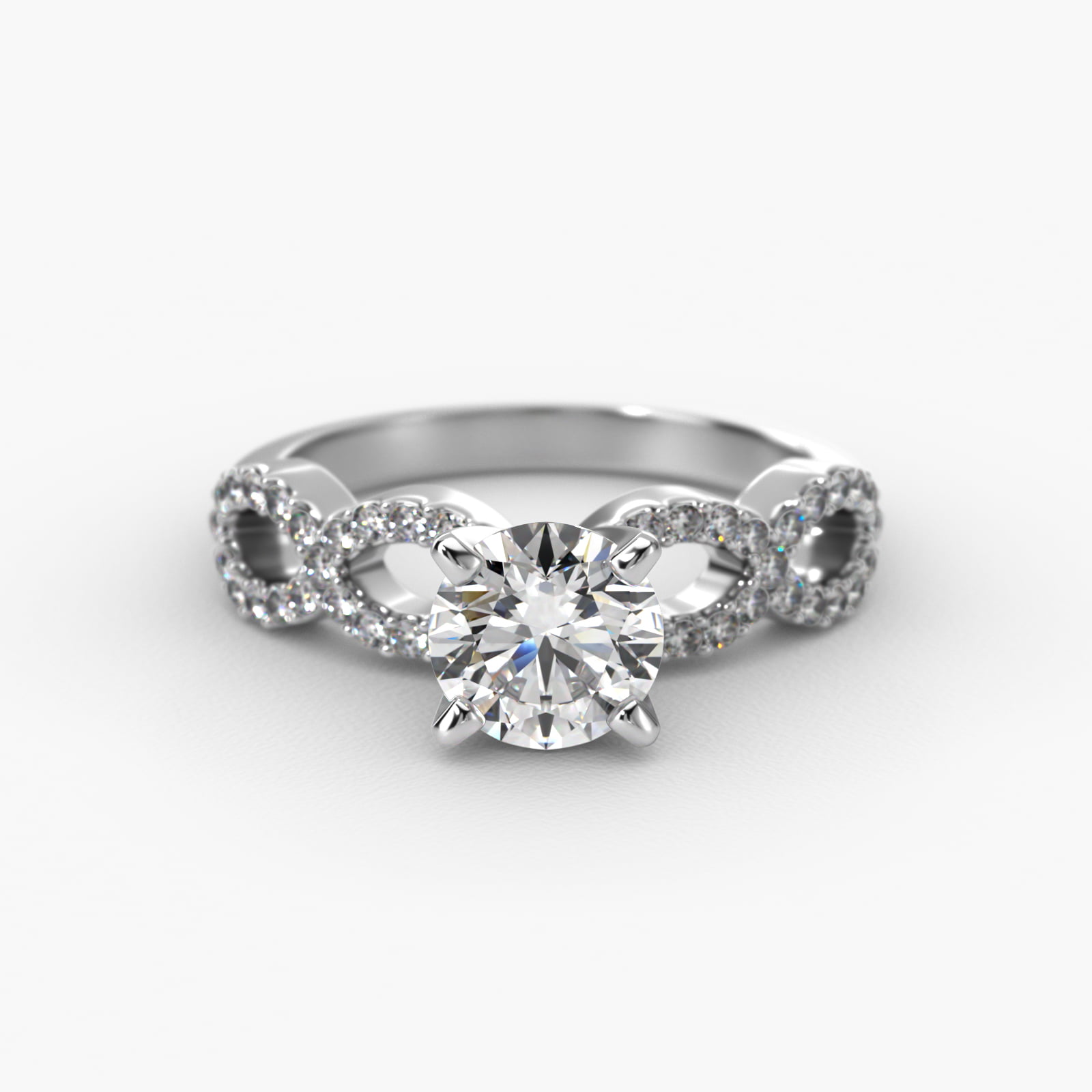 14K White Gold Pavé Infinity Diamond Engagement Ring