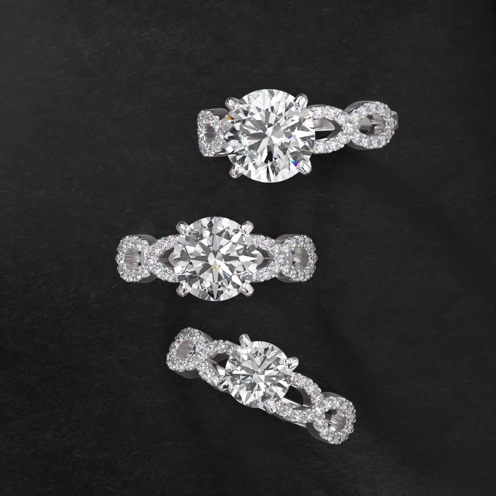 18K White Gold Pavé Infinity Diamond Engagement Ring