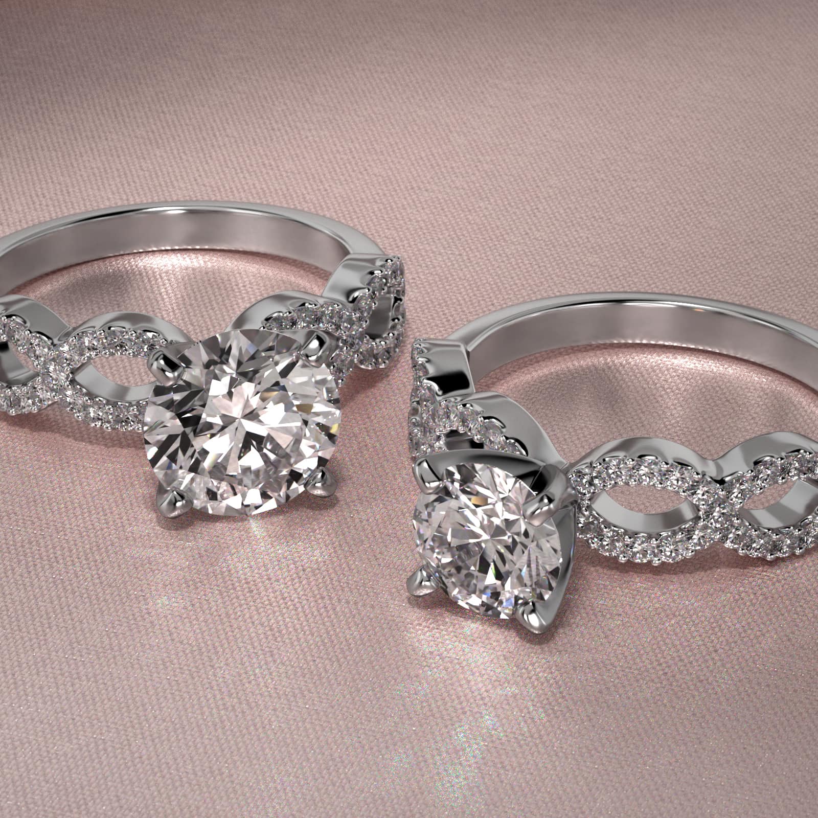 14K White Gold Pavé Infinity Diamond Engagement Ring