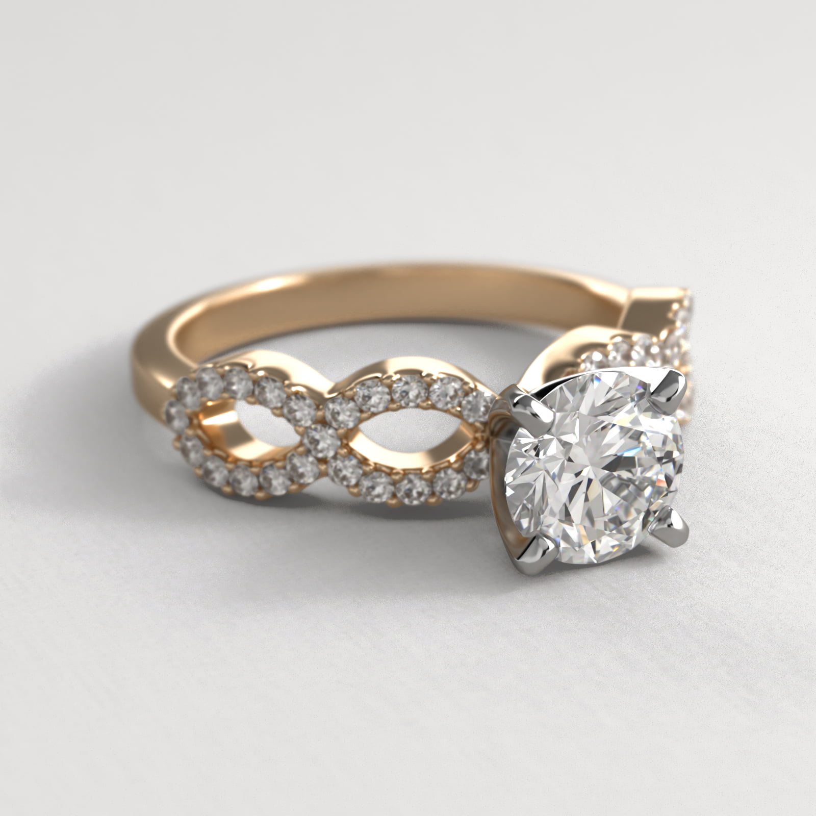 14K Yellow Gold Pavé Infinity Diamond Engagement Ring