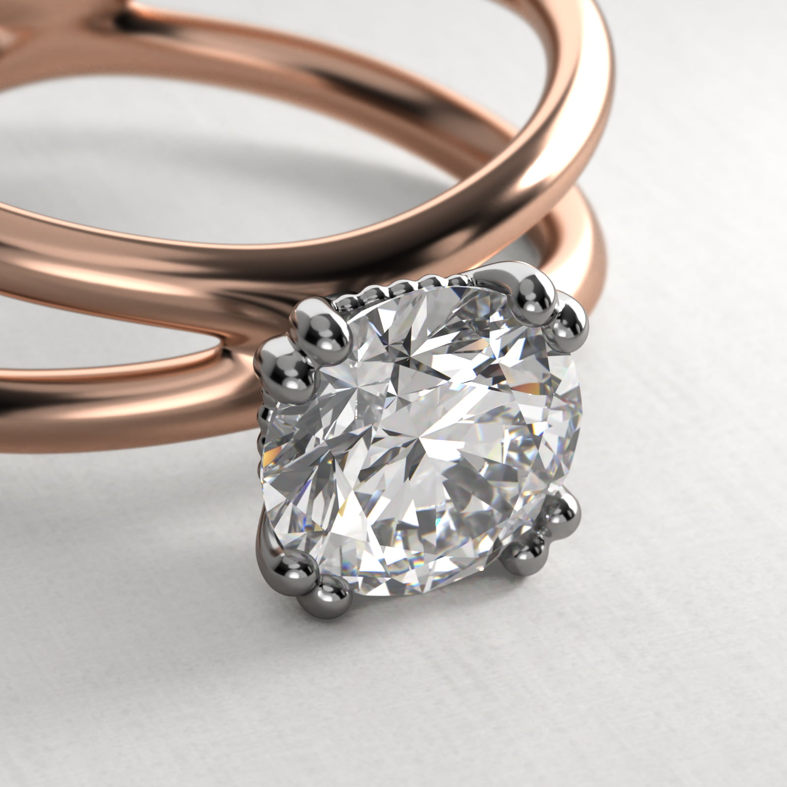Criss Cross Solitaire Engagement Ring In 14K Rose Gold