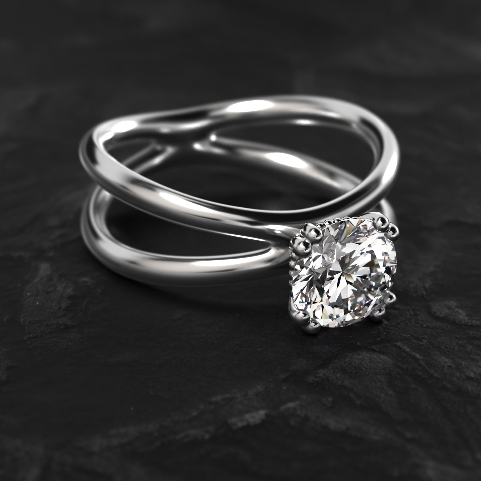 Criss Cross Solitaire Engagement Ring In Platinum