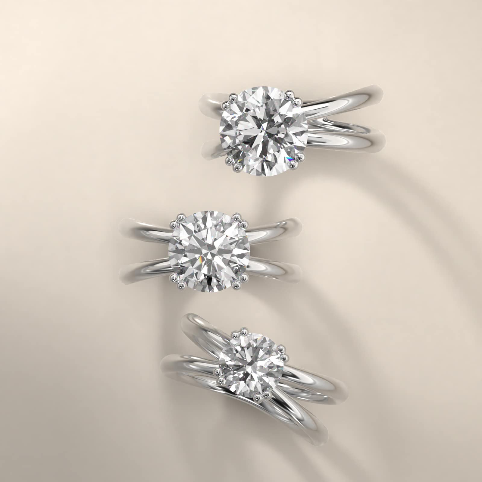 Criss Cross Solitaire Engagement Ring In Platinum