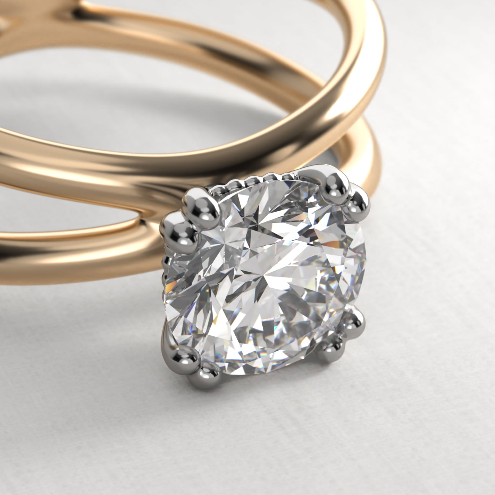 Criss Cross Solitaire Engagement Ring In 14K Yellow Gold