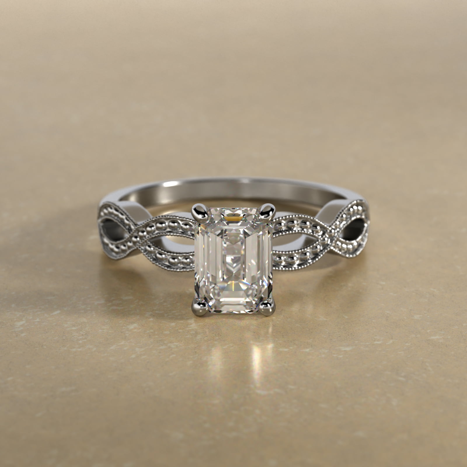 Infinity Vintage-Style Engagement Ring In 14K White Gold
