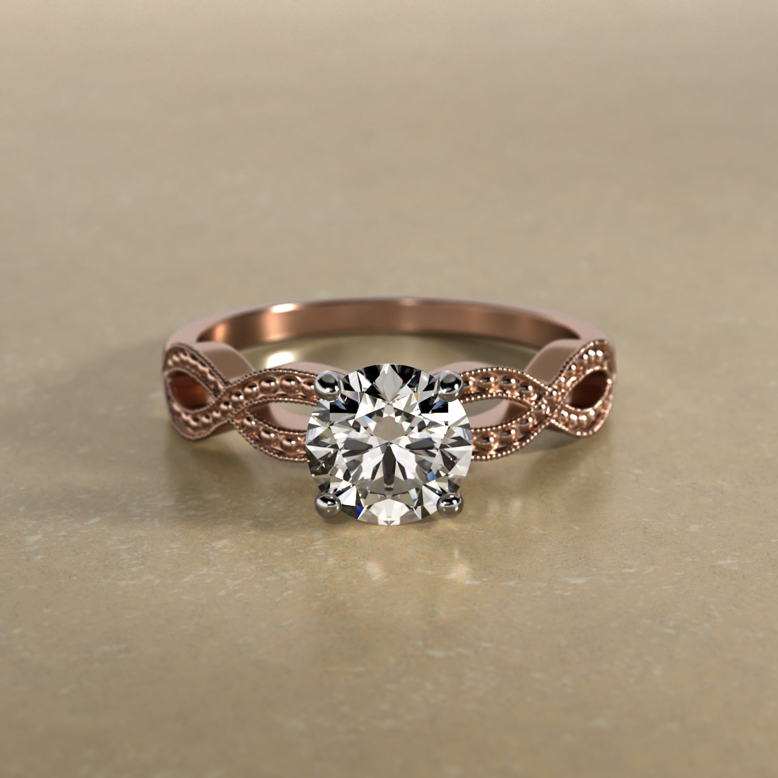 Infinity Vintage-Style Engagement Ring In 14K Rose Gold