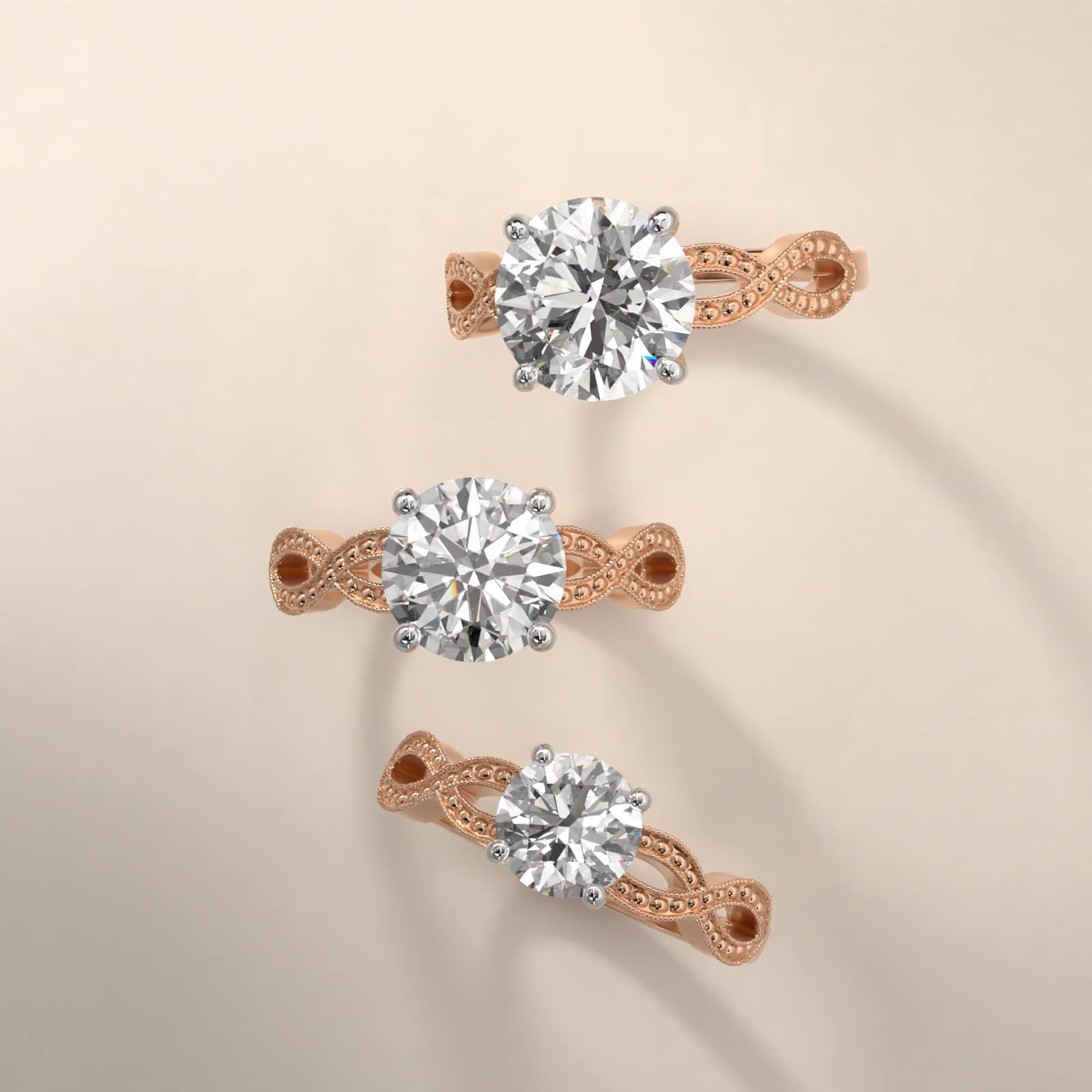 Infinity Vintage-Style Engagement Ring In 14K Rose Gold