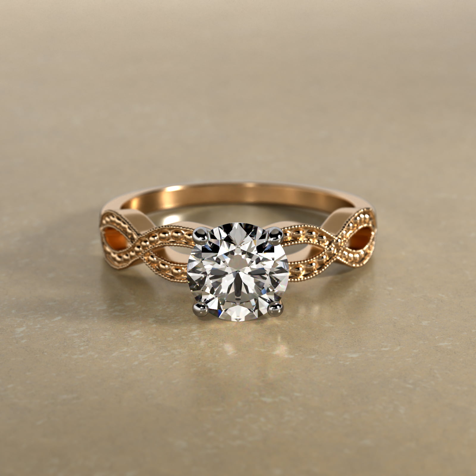 Infinity Vintage-Style Engagement Ring In 14K Yellow Gold