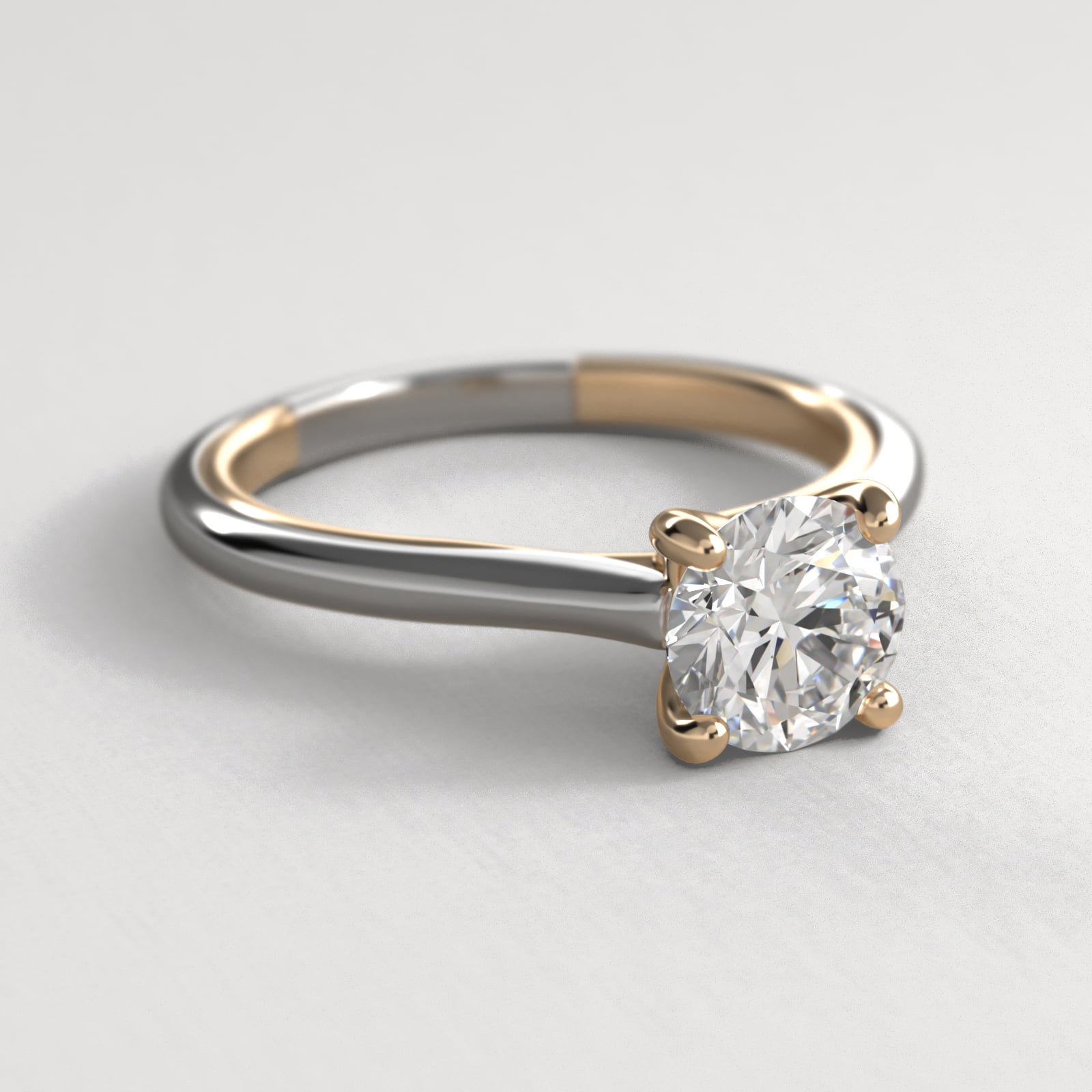 14K Gold Two-Tone 1.8mm Comfort Fit Modern Twisted Solitaire Engagement Ring