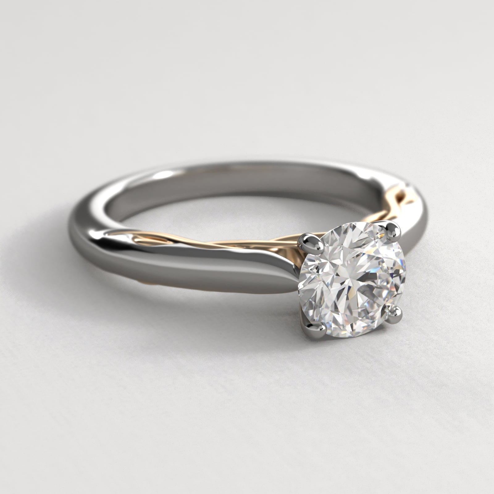 14K Gold Two-Tone 2.0mm Comfort Fit Infinity Pattern Solitaire Engagement Ring