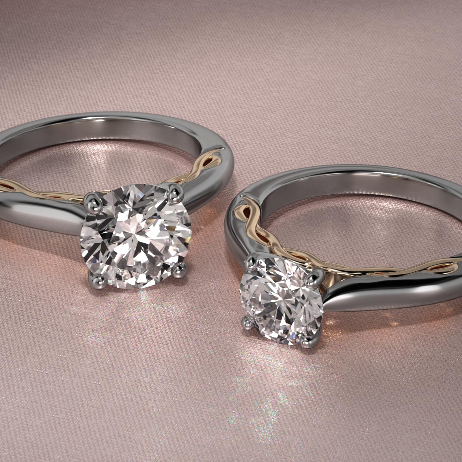 14K Gold Two-Tone 2.0mm Comfort Fit Infinity Pattern Solitaire Engagement Ring