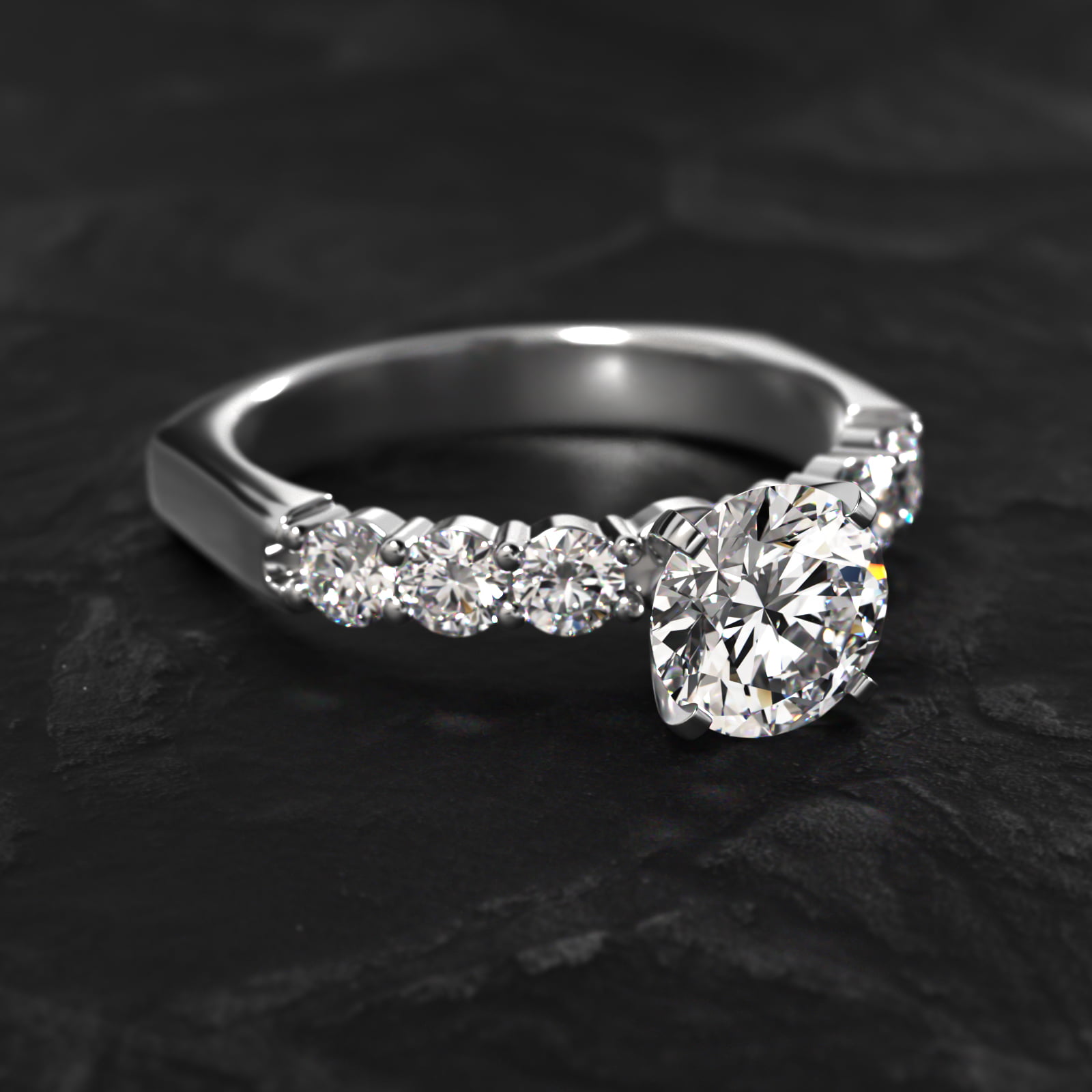 Perfect Fit Side Stone Diamond Common Prong Engagement Ring In Platinum