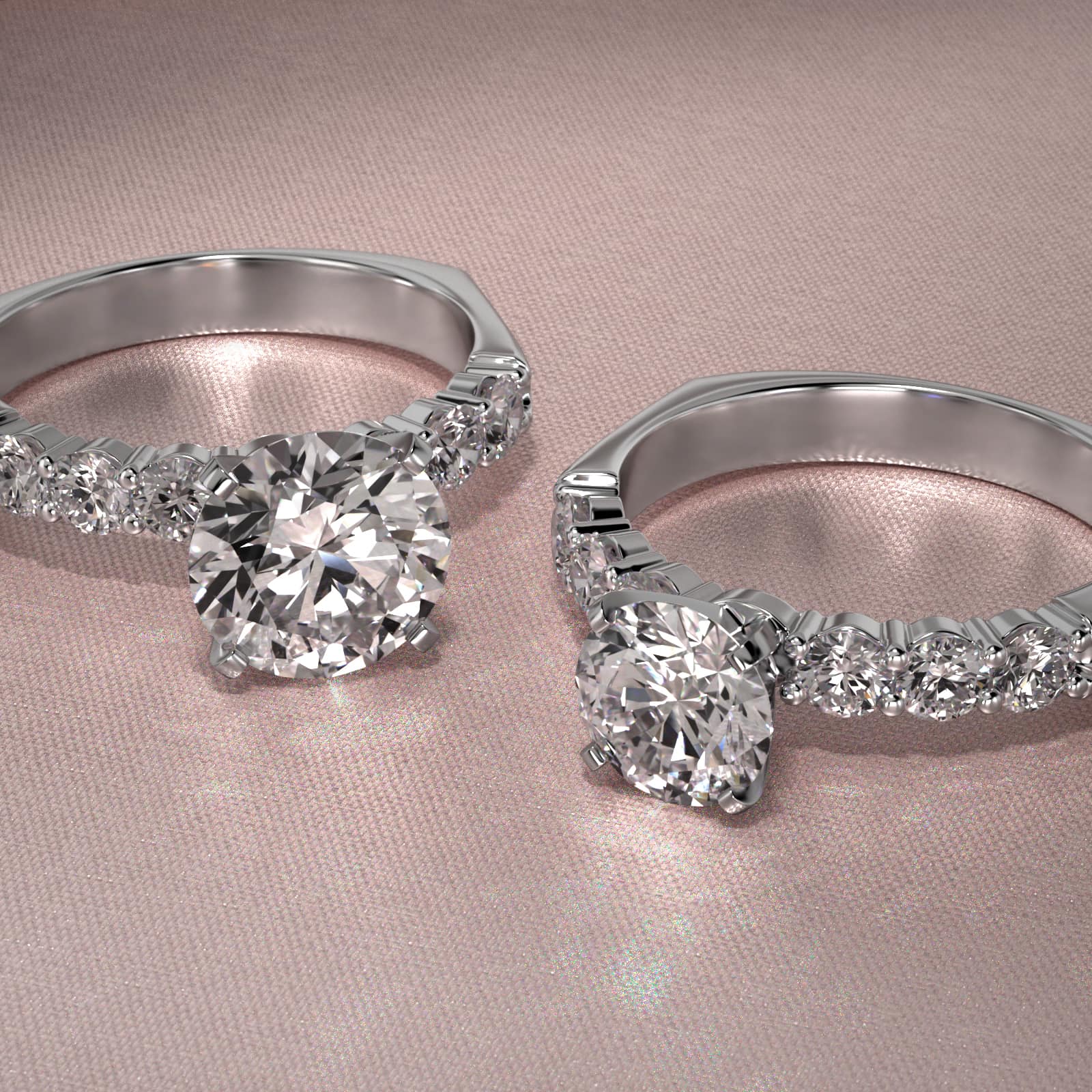 Perfect Fit Side Stone Diamond Common Prong Engagement Ring In Platinum