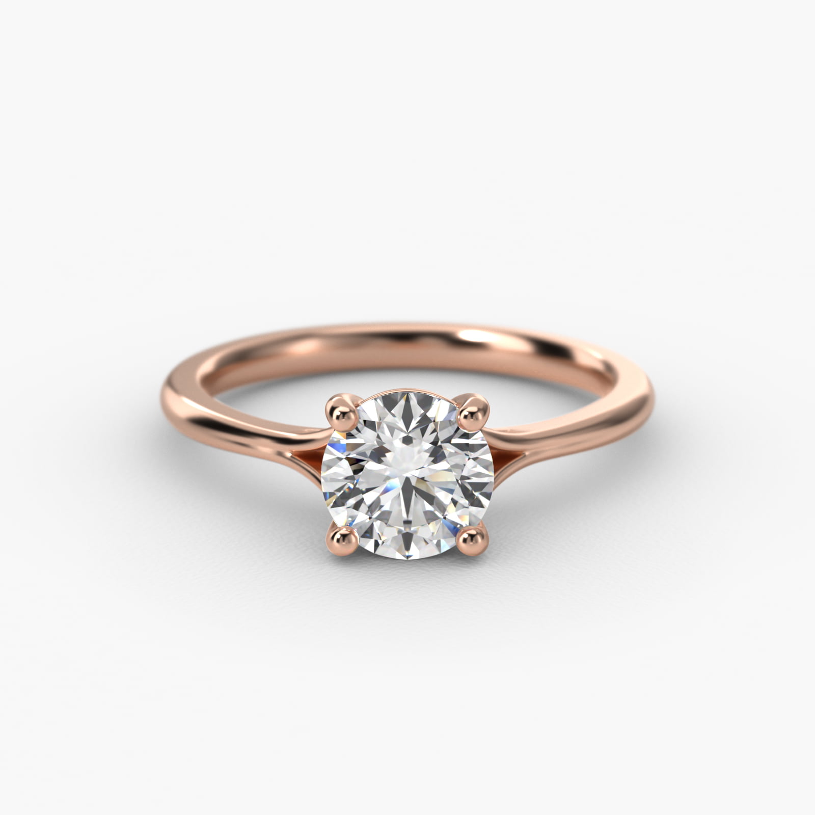 Classic Split Shank Solitaire Engagement Ring In 14K Rose Gold