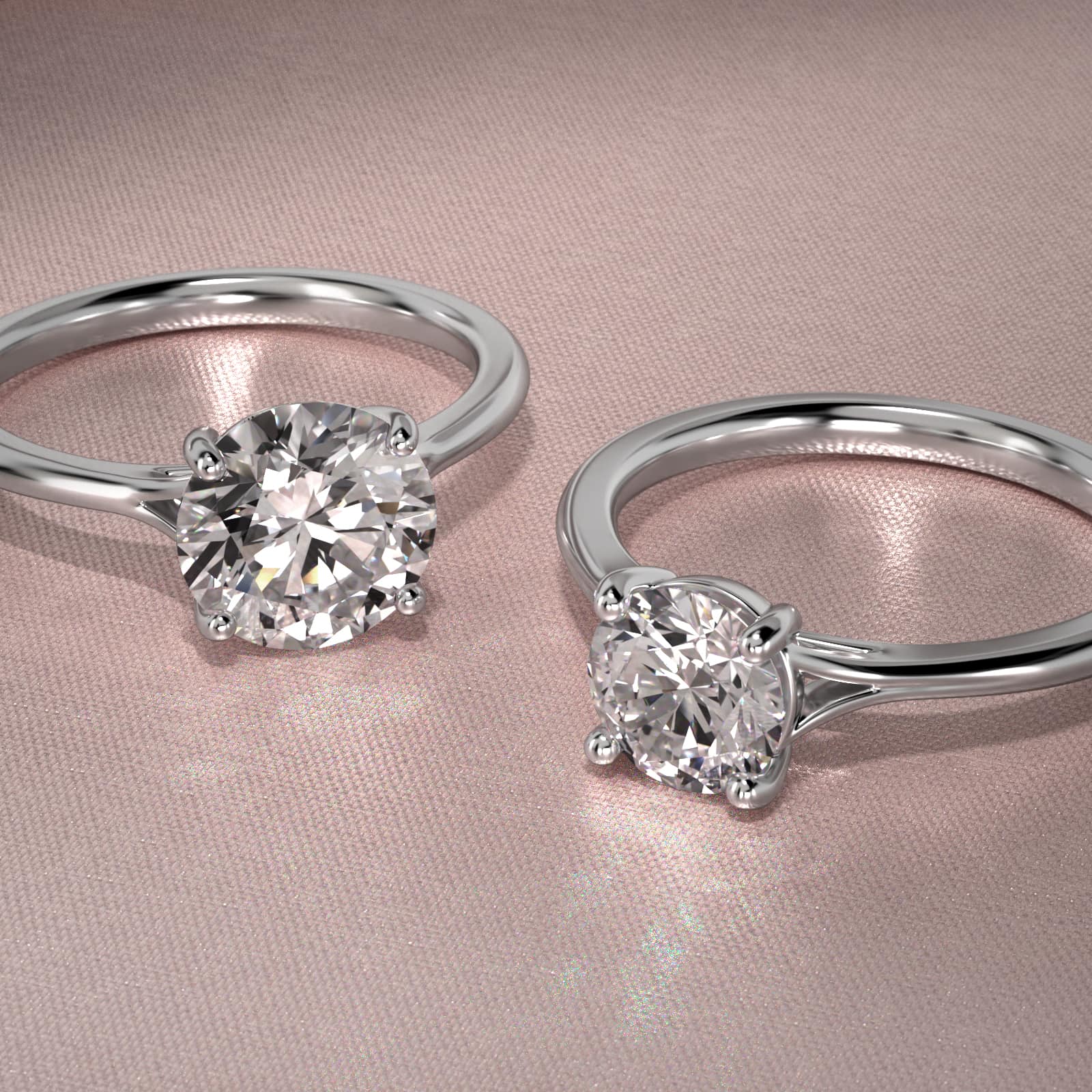 Classic Split Shank Solitaire Engagement Ring In 14K White Gold