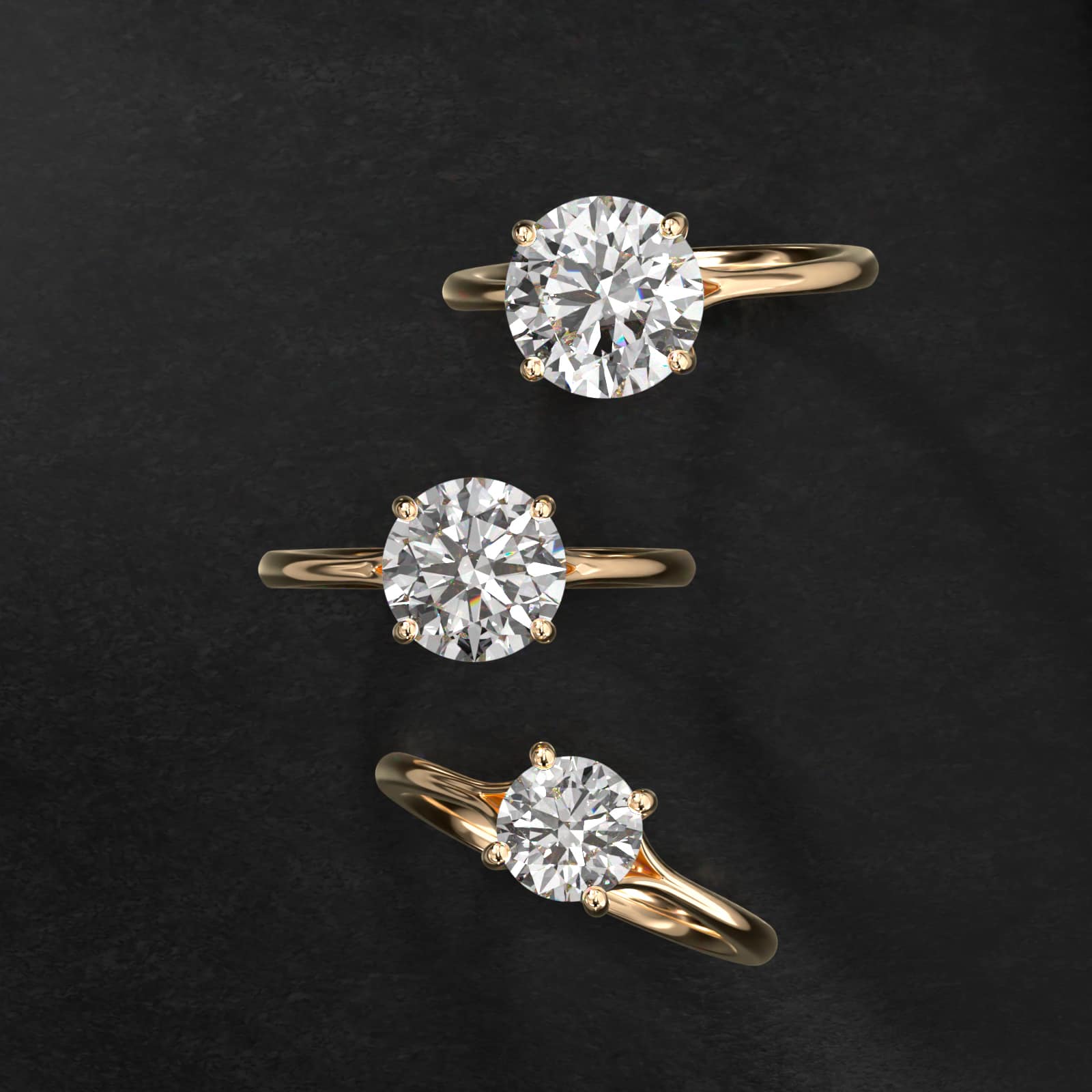 Classic Split Shank Solitaire Engagement Ring In 14K Yellow Gold