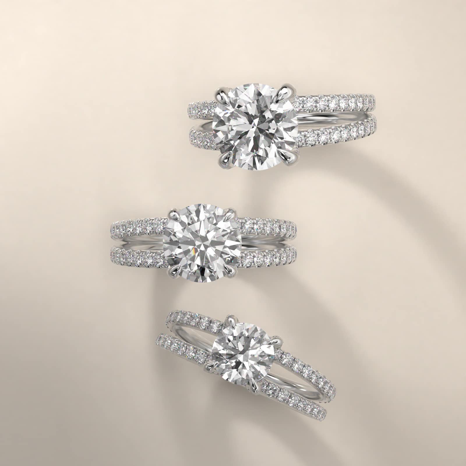 Pavé Split Shank Contour Diamond Engagement Ring In Platinum