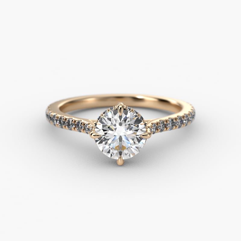 Cathedral Pavé Crown Diamond Engagement Ring In 14K Yellow Gold