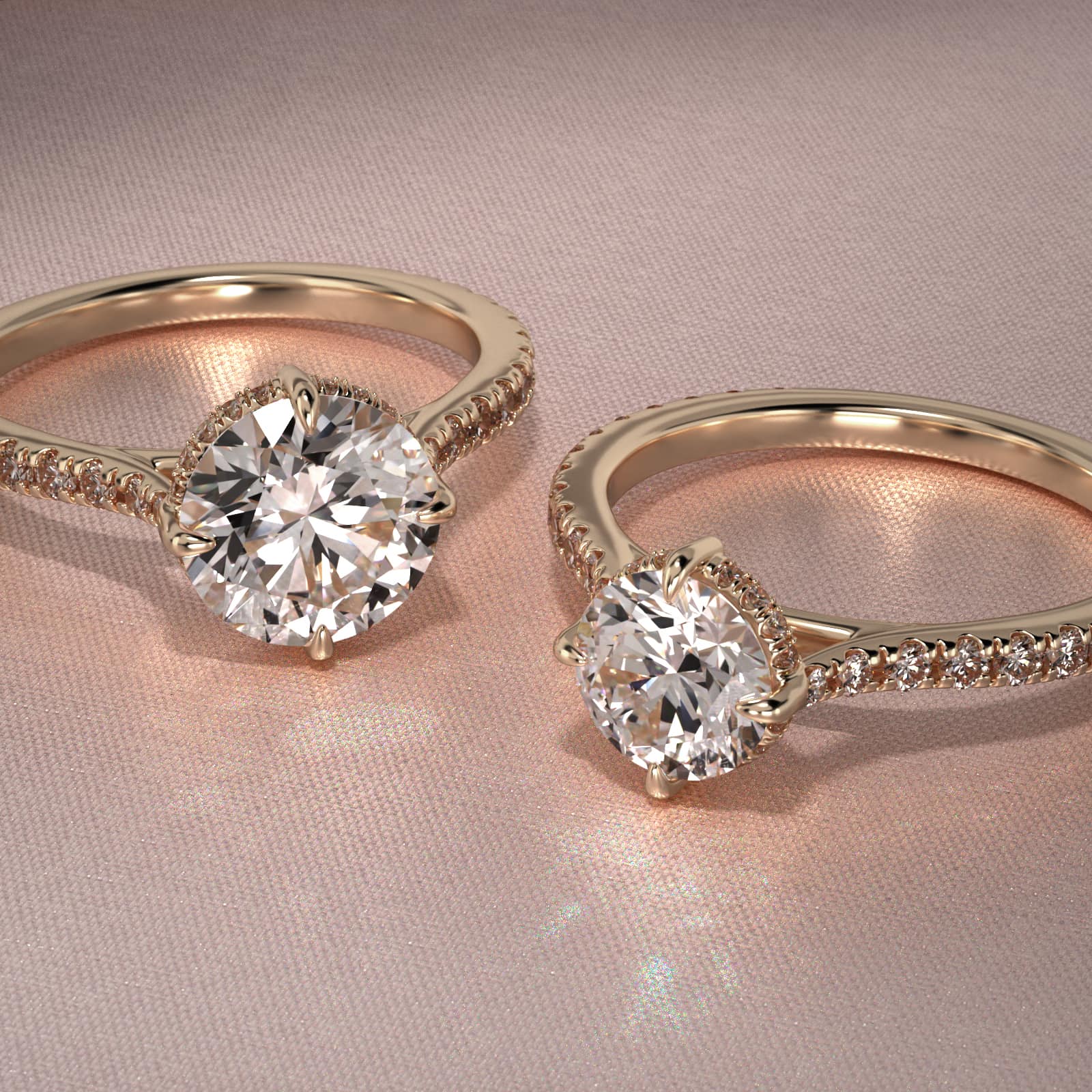 Cathedral Pavé Crown Diamond Engagement Ring In 18K Yellow Gold