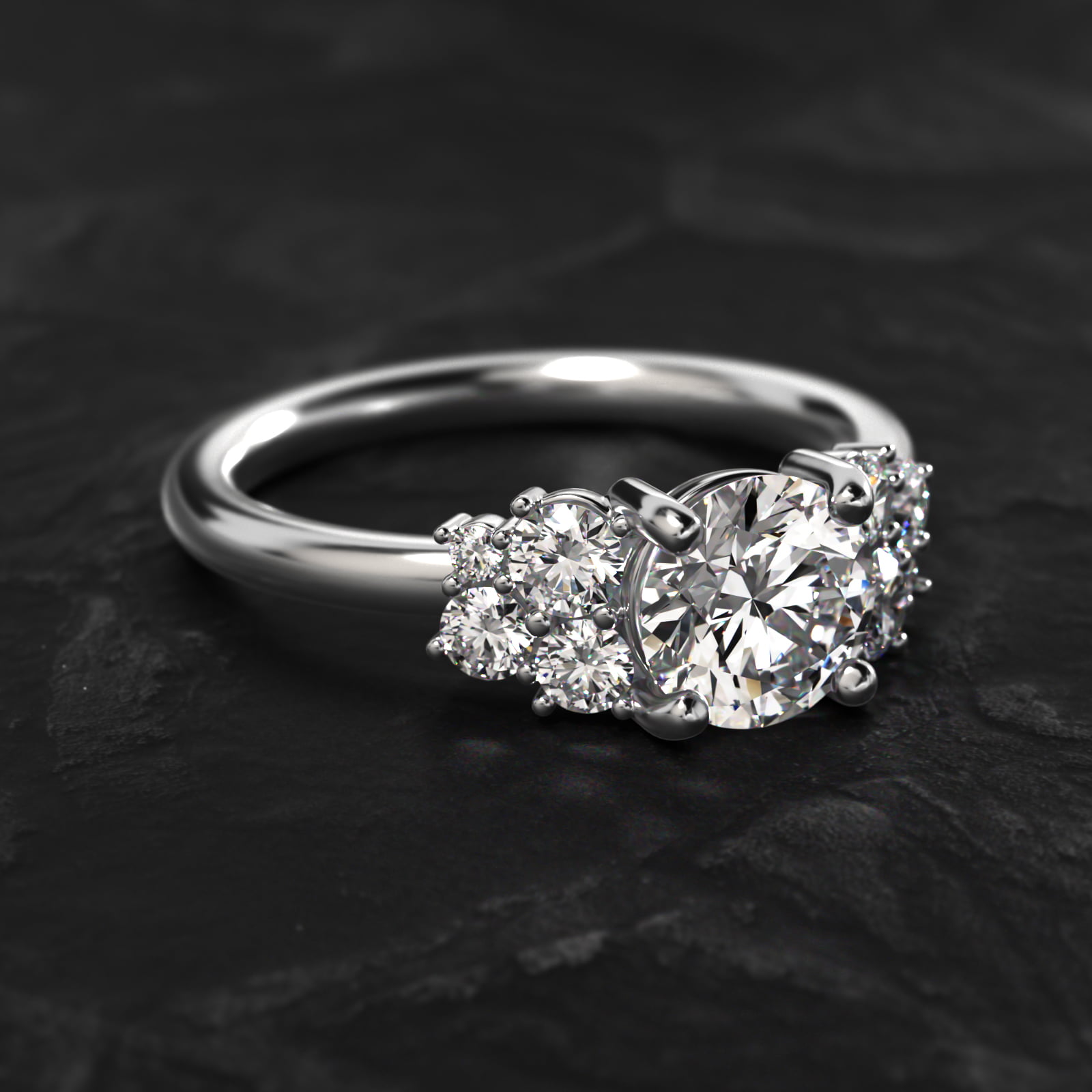 Diamond Medley Side Stone Engagement Ring In Platinum