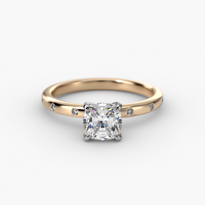 Sleek Accent Diamond Pavé Engagement Ring In 14K Yellow Gold