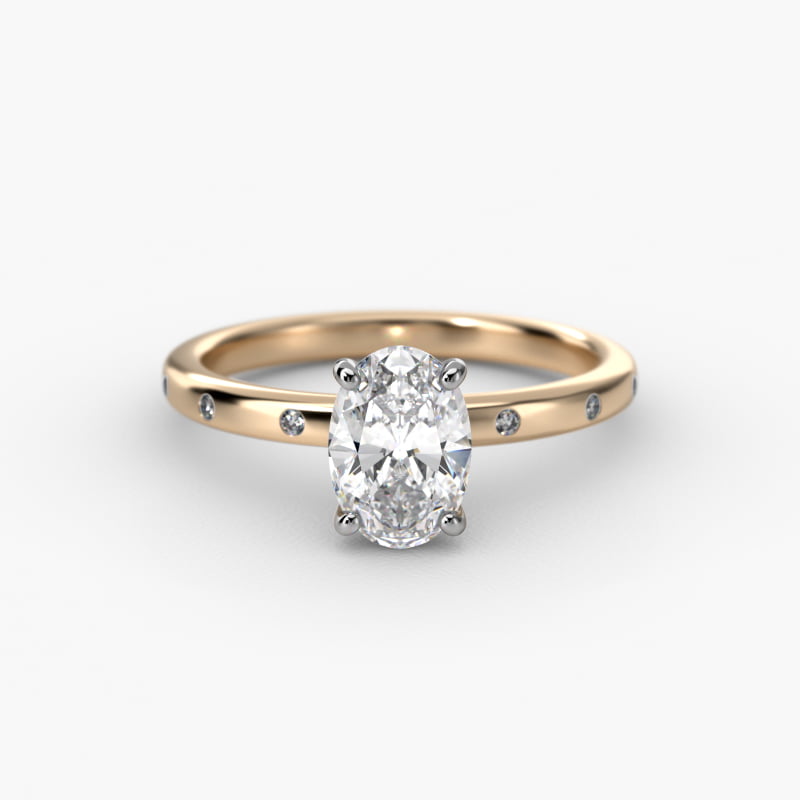 Sleek Accent Diamond Pavé Engagement Ring In 14K Yellow Gold