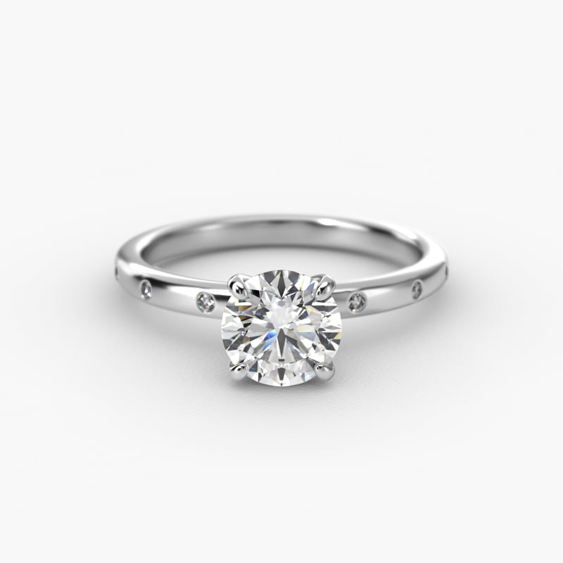 Sleek Accent Diamond Pavé Engagement Ring In 14K White Gold