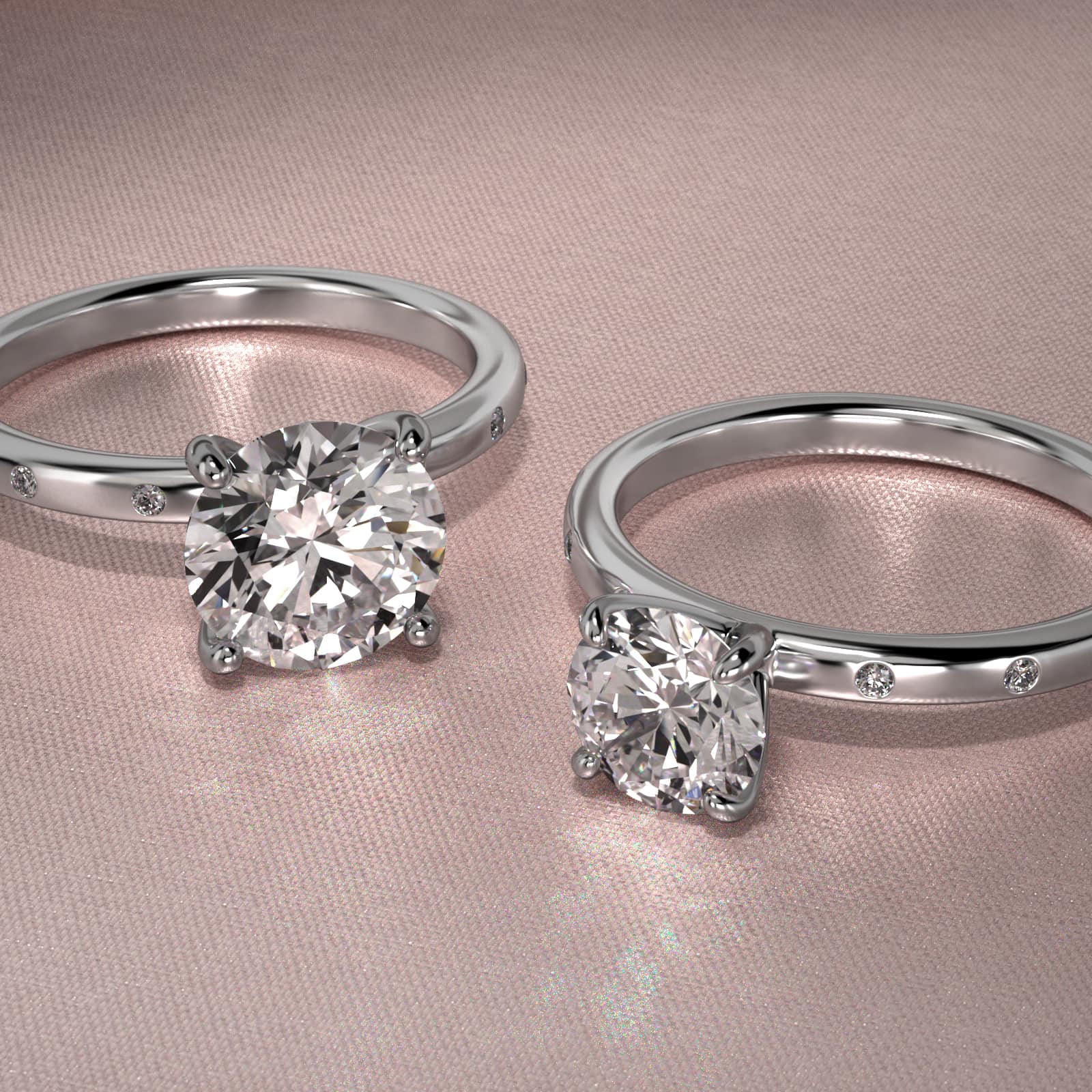 Sleek Accent Diamond Pavé Engagement Ring In 14K White Gold