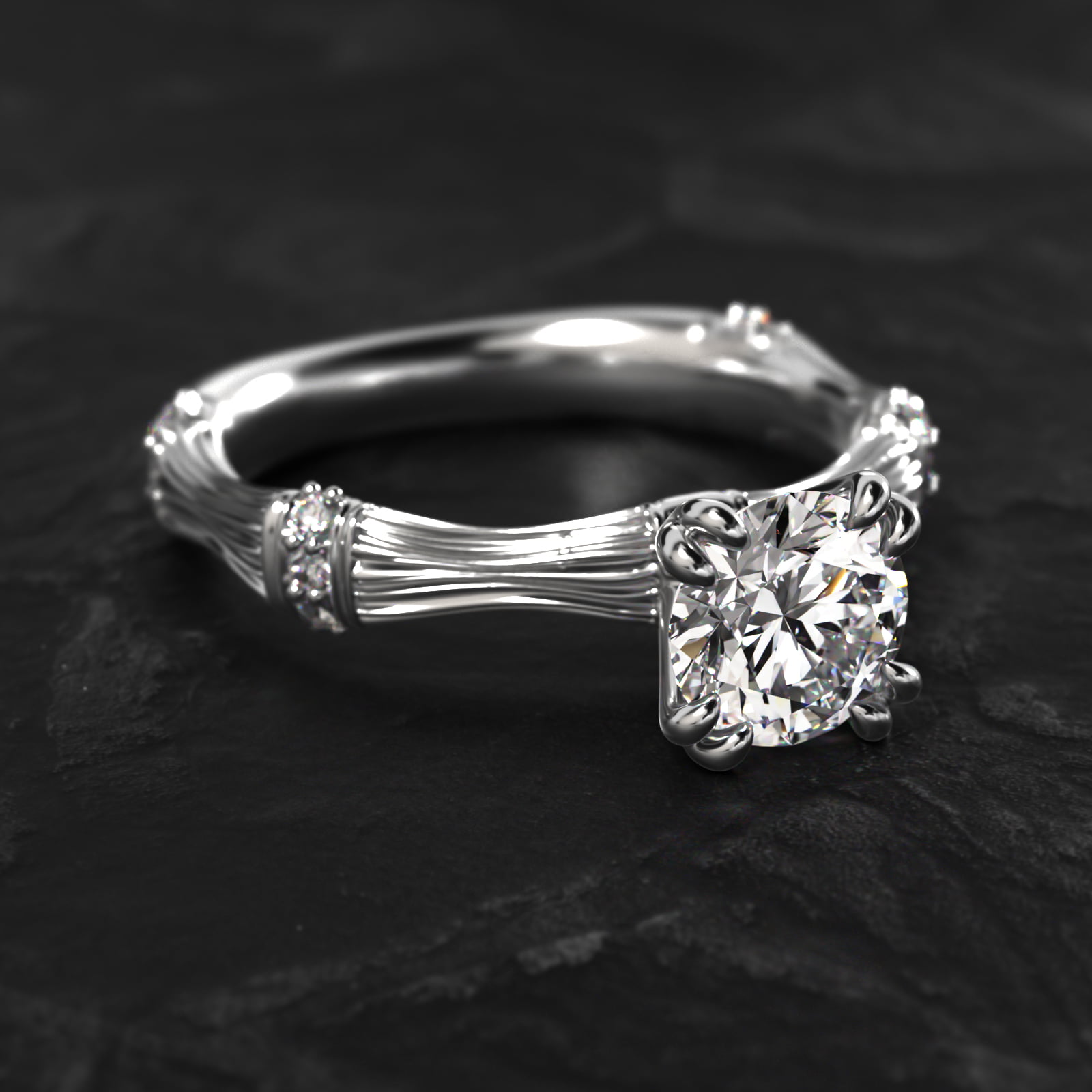 Platinum Organic Bamboo Engagement Ring