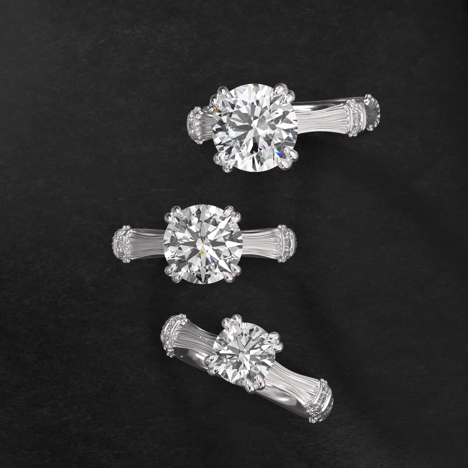 14K White Gold Organic Bamboo Engagement Ring